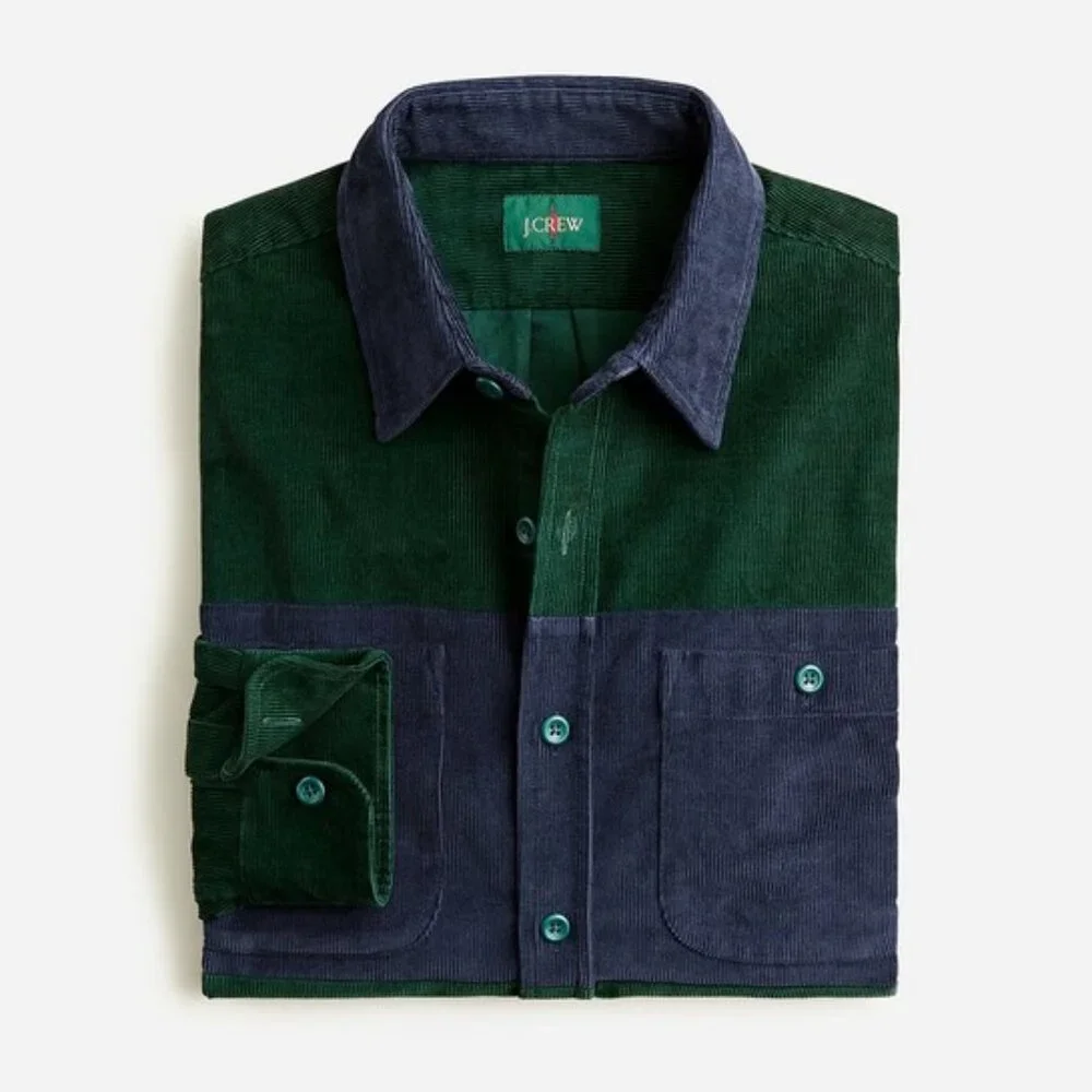J. Crew Midweight corduroy workshirt in colorblock L